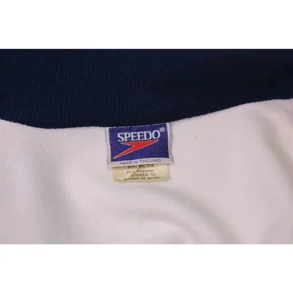 Speedo Vintage 1980's Blue/White Zip Front Track Jacket Unisex XL - Picture 9 of 10